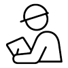 A man in a hard hat is reading a book. A man in a hard hat is reading a book.