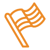 An orange icon of an american flag on a white background. An orange icon of an american flag on a white background.