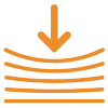 A stack of lines with an arrow pointing down. A stack of lines with an arrow pointing down.