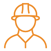 A line drawing of a man wearing a hard hat. A line drawing of a man wearing a hard hat.