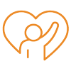 A line drawing of a person standing inside of a heart. A line drawing of a person standing inside of a heart.
