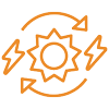 A line drawing of a sun surrounded by lightning bolts and arrows. A line drawing of a sun surrounded by lightning bolts and arrows.