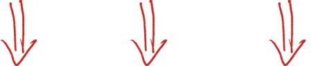 three red arrows pointing down on a white background
