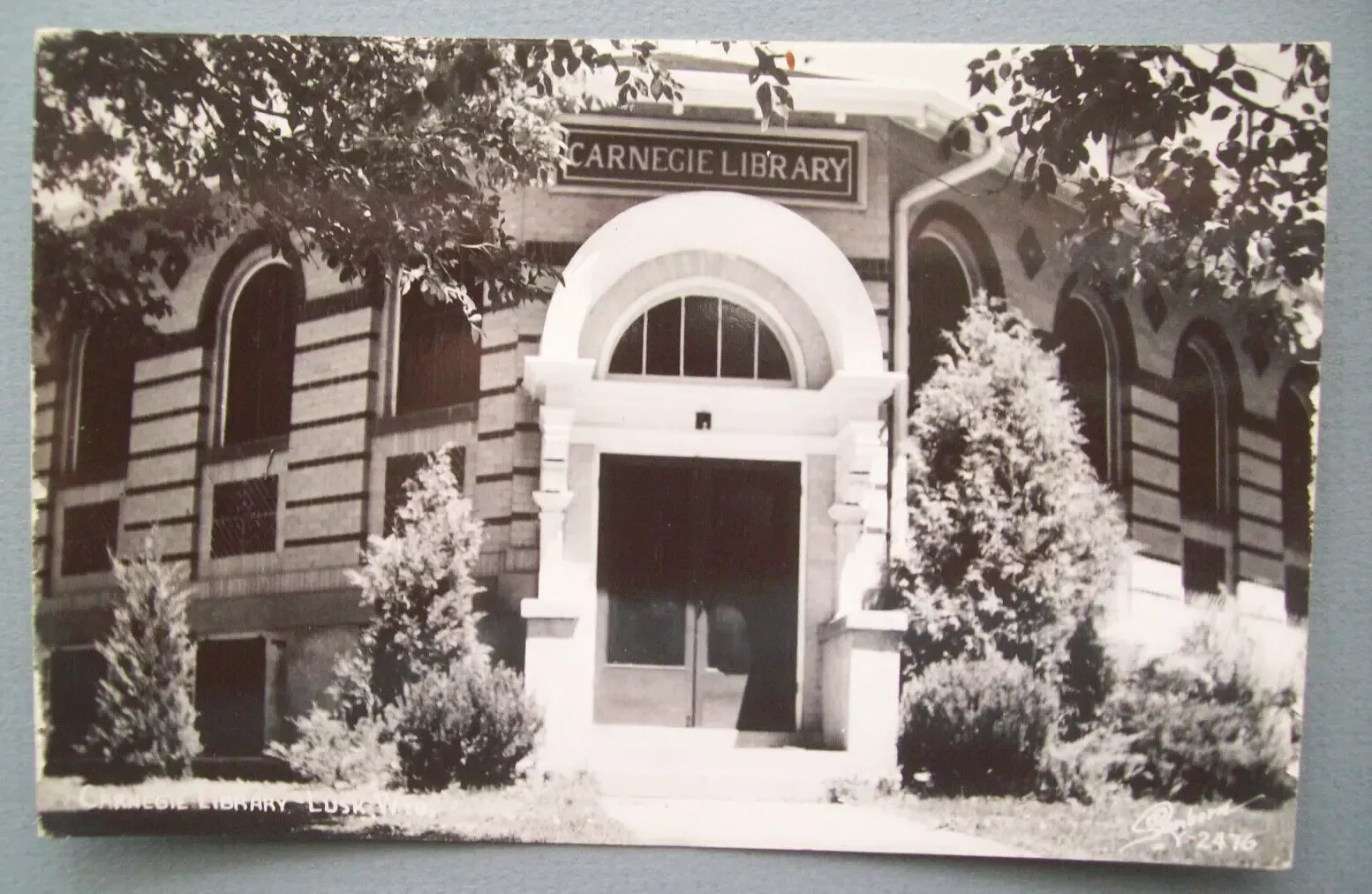 A black and white photo of the carnegie library