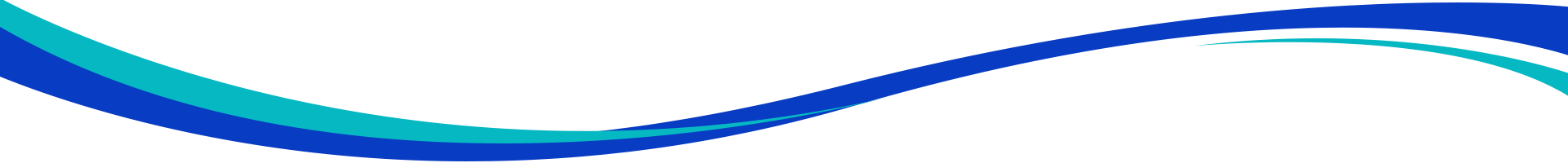 Un motif graphique stylisé en forme de vague fluide, avec des dégradés de bleu et de turquoise sur fond blanc.