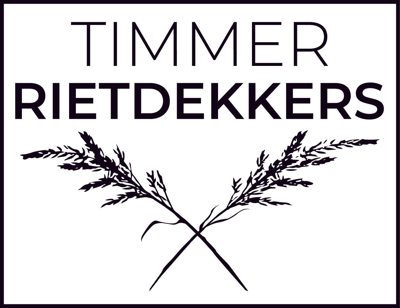 Een zwart-wit logo voor een bedrijf genaamd timmer rietdekkers.
