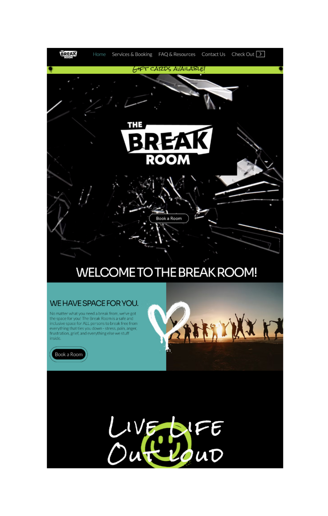 Website home page for