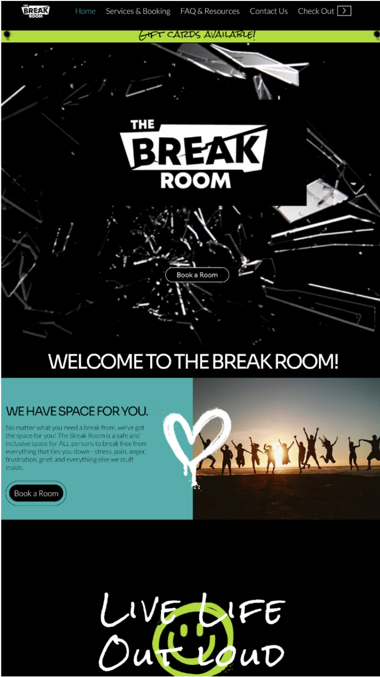 Website home page for