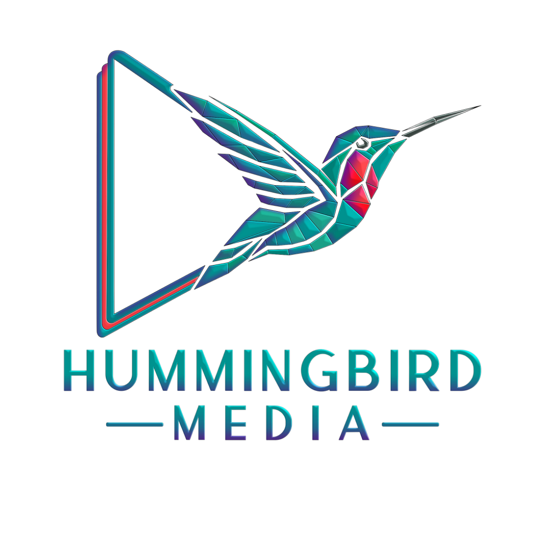 Hummingbird Media logo with a colorful hummingbird and teal text on a white background