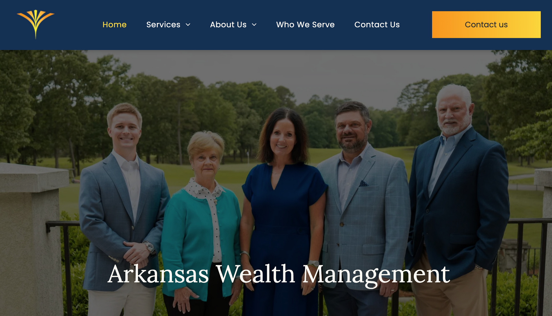 Dark blue website navigation menu with 