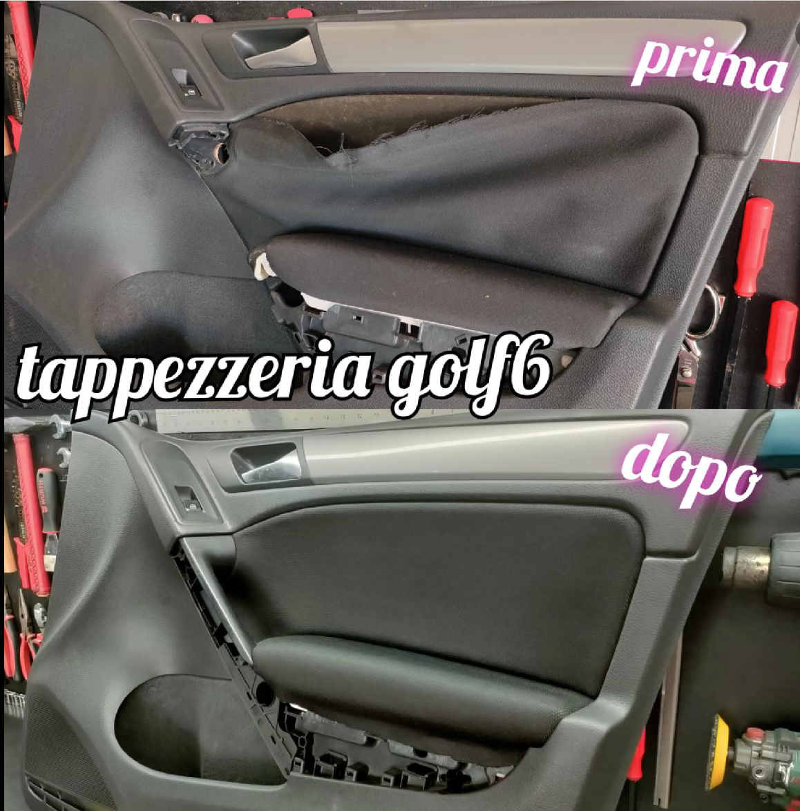 tappezzeria golf prima e dopo