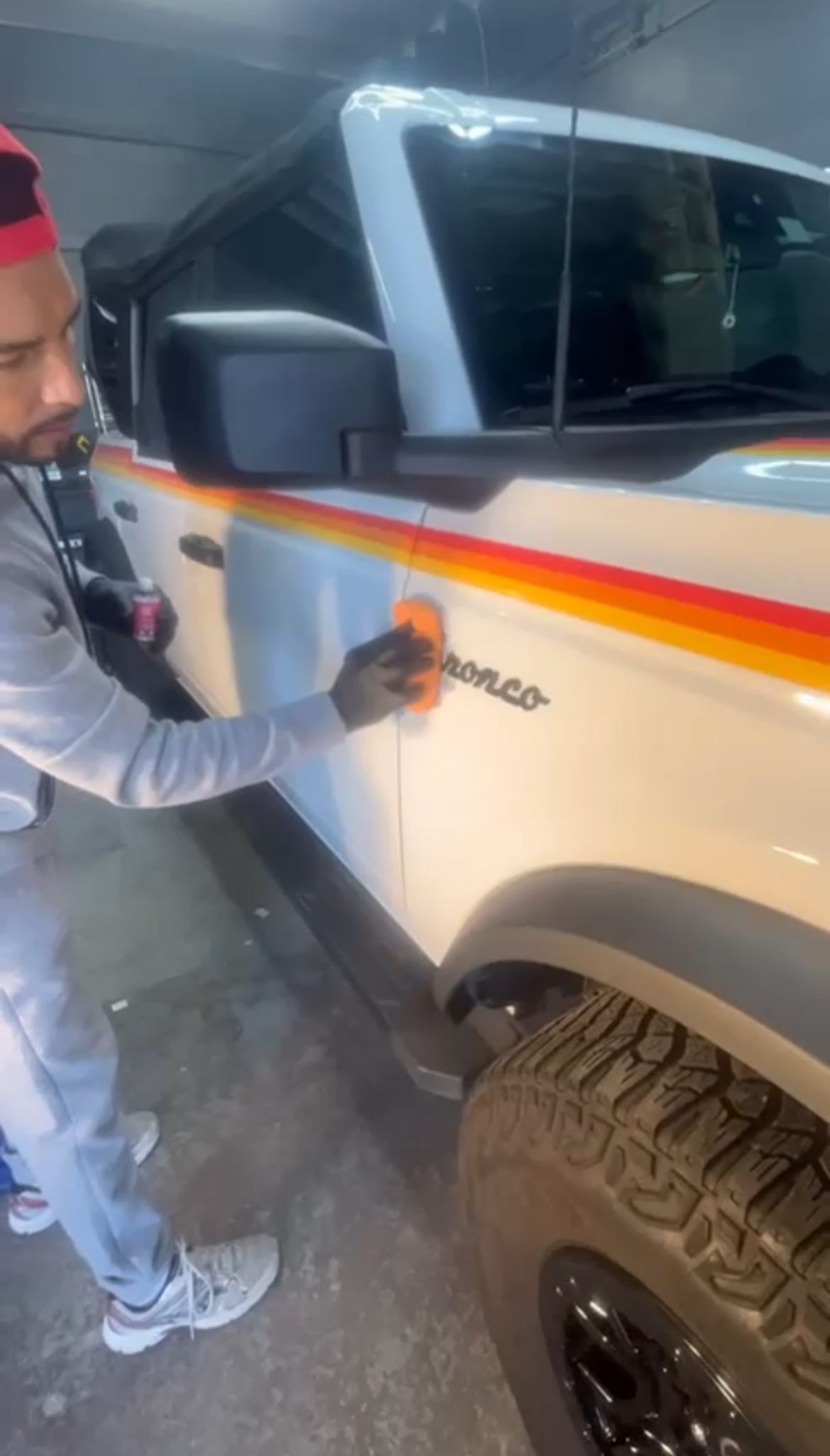 Bronco receiving Spot58's ceramic coating service.