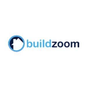 Blue and white BuildZoom logo: a house silhouette inside a circle, with the text "buildzoom".