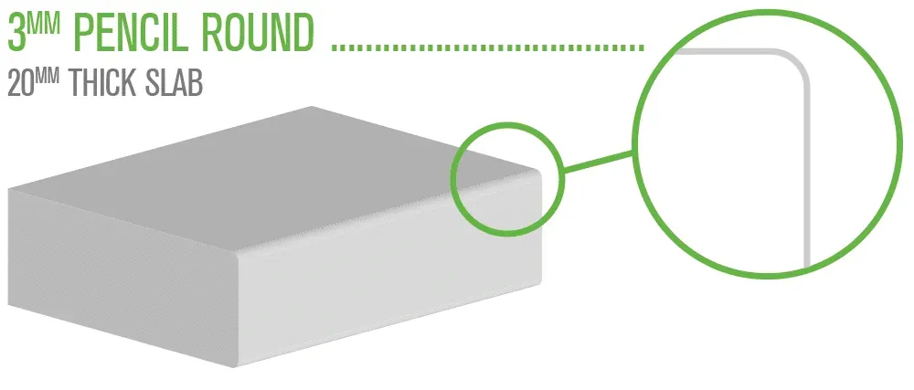 A picture of a pencil round slab with a green circle around it.