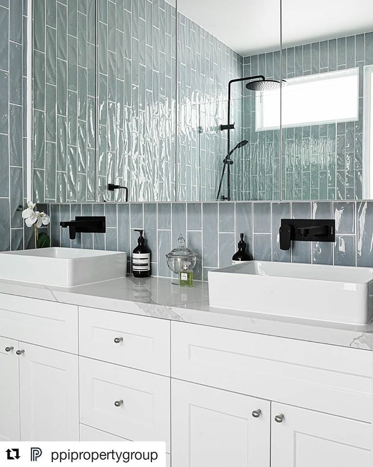 A Bathroom With Two Sinks , A Shower And A Mirror — Southeast Stone Pty Ltd In Noosa, QLD