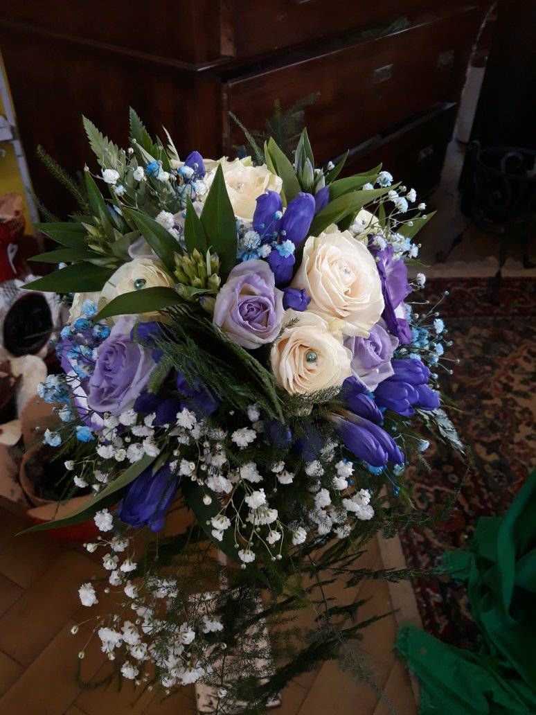 bouquet tonalità lilla e bianco