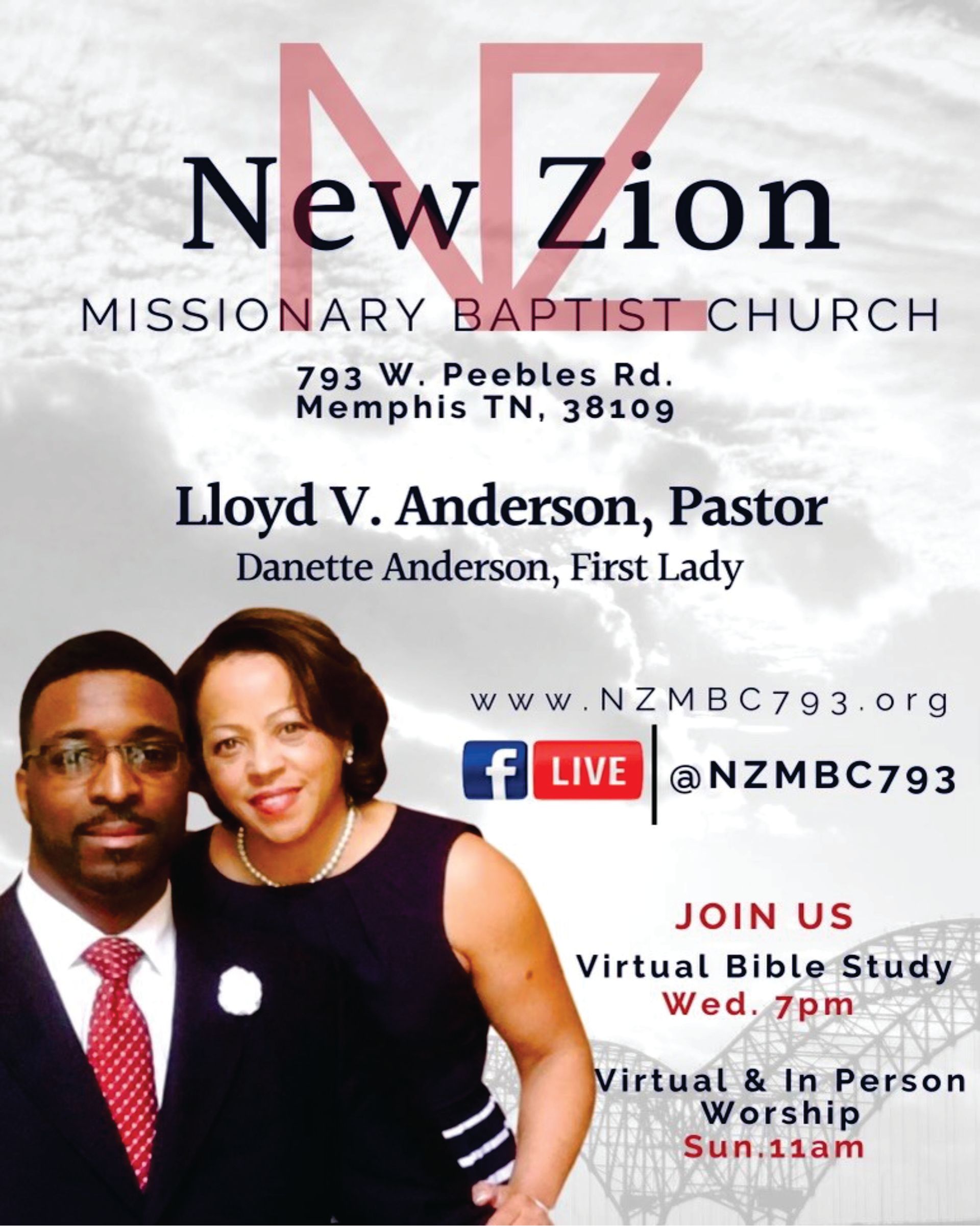 Flyer for New Zion Missionary Baptist Church in Memphis, TN,