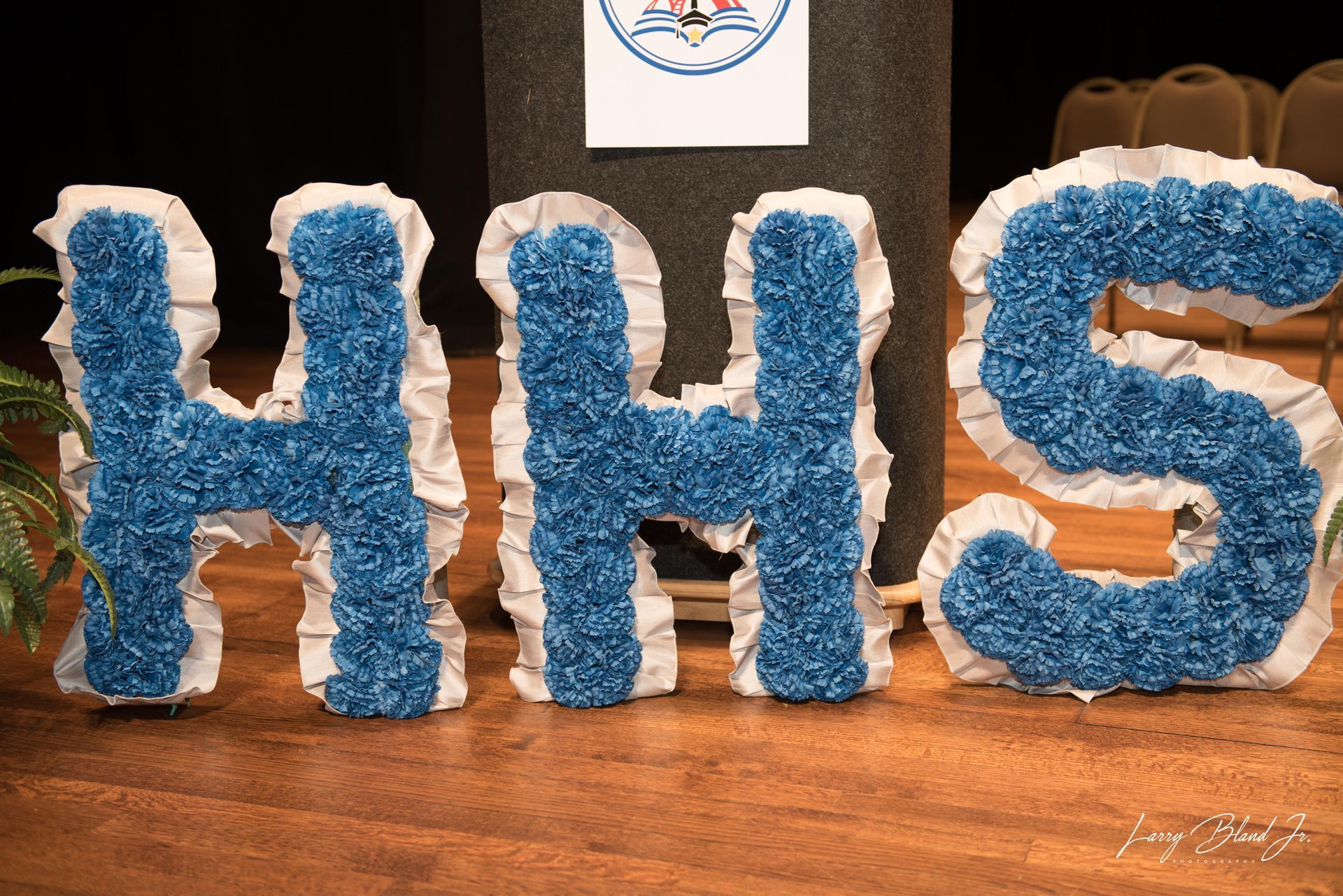 Blue flower-covered letters 