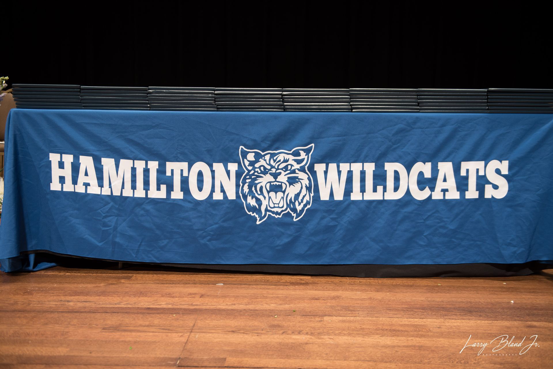 Blue table cloth with 