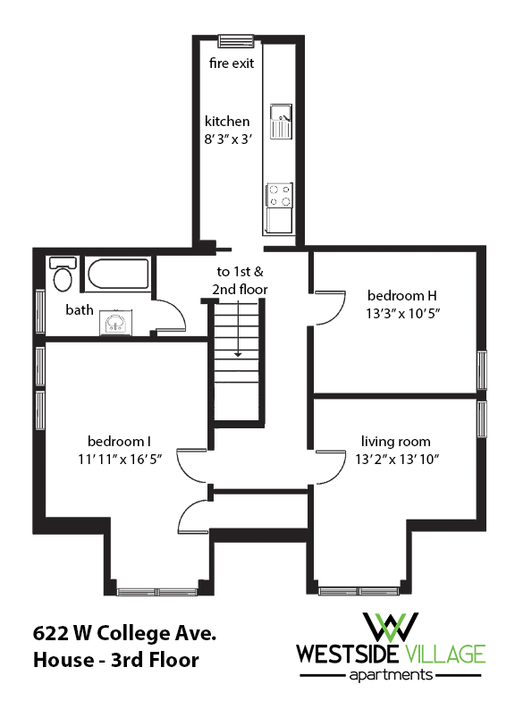 622 W. College Floor Plan: Third Floor