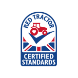 Red Tractor Certified Standards logo with red tractor in a blue-and-red emblem