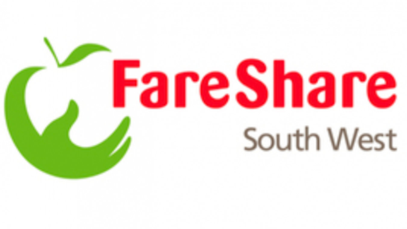 FareShare South West logo with green apple icon and red text on white background