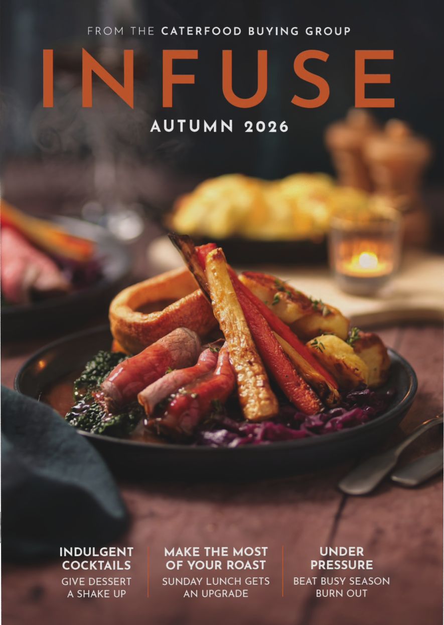 Magazine cover featuring a roasted vegetable dish on a dark plate, titled “INFUSE Autumn 2026”