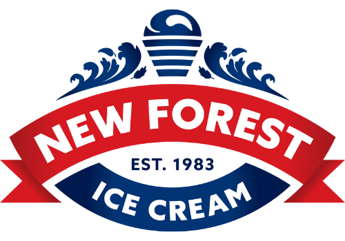 New Forest Ice Cream logo in red, white, and blue, with “Est. 1983” centered