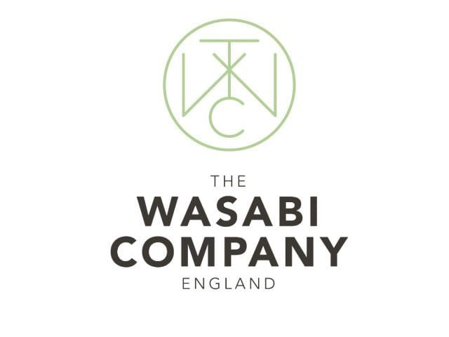 The Wasabi Company England logo in black and pale green on a white background