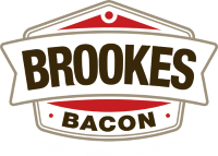Brookes Bacon logo in brown and red on a white background