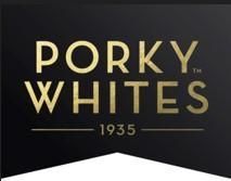 Porky Whites logo in gold text on a black background, with “1935” below.