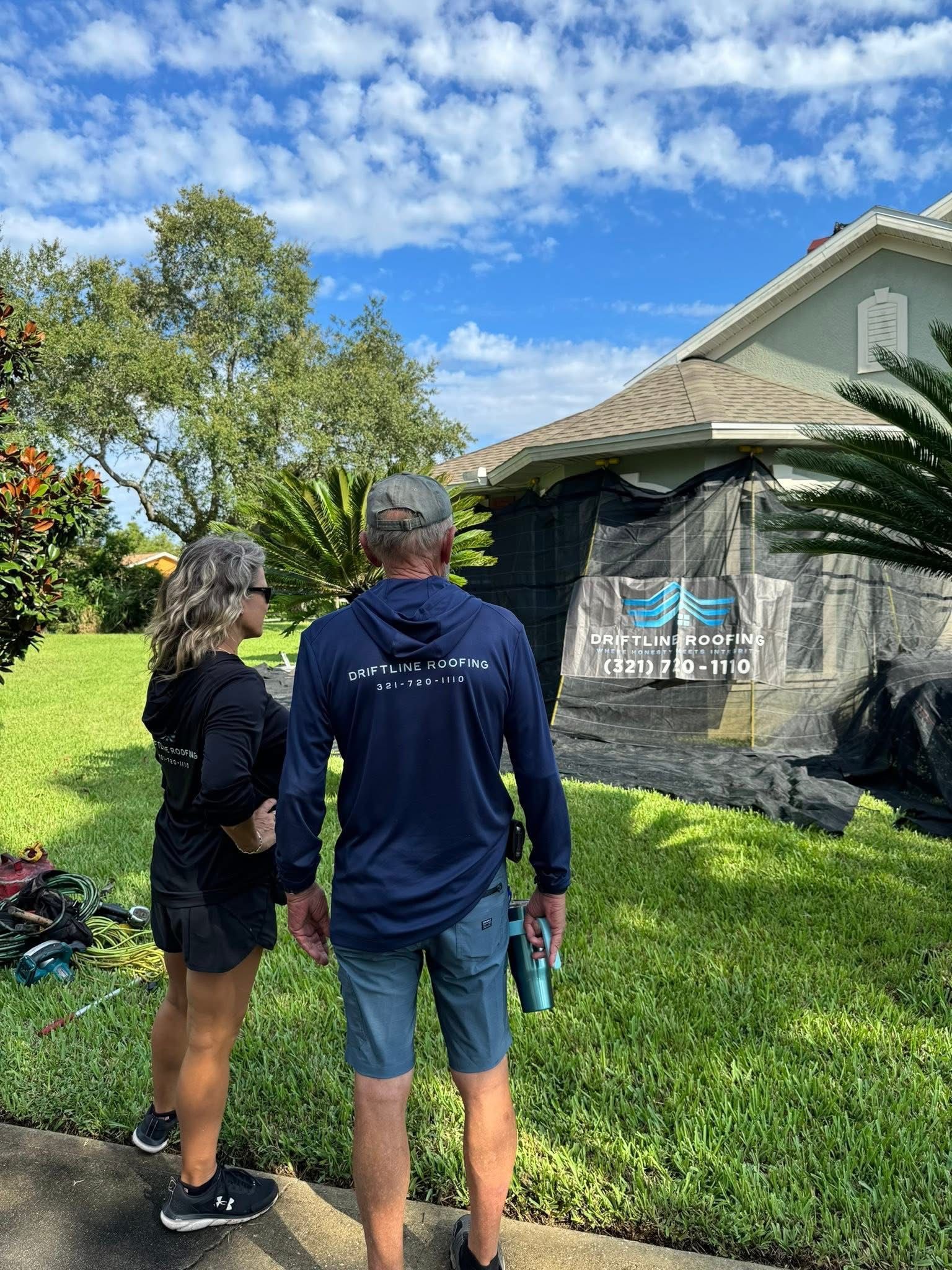 Driftline Roofing team members working in the Space Coast community