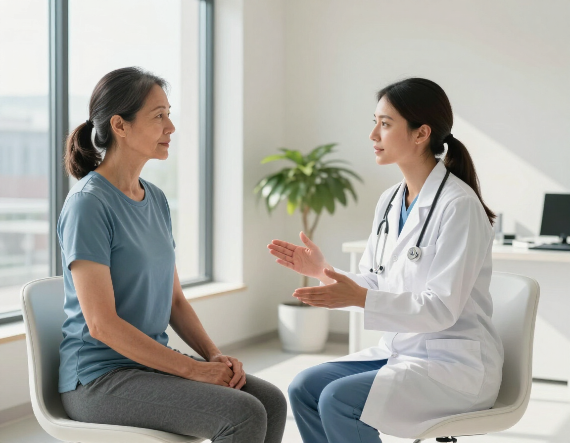 Wellness professional discussing a personalized longevity plan with an active adult