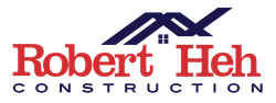 The logo for robert heh construction has a house on it.