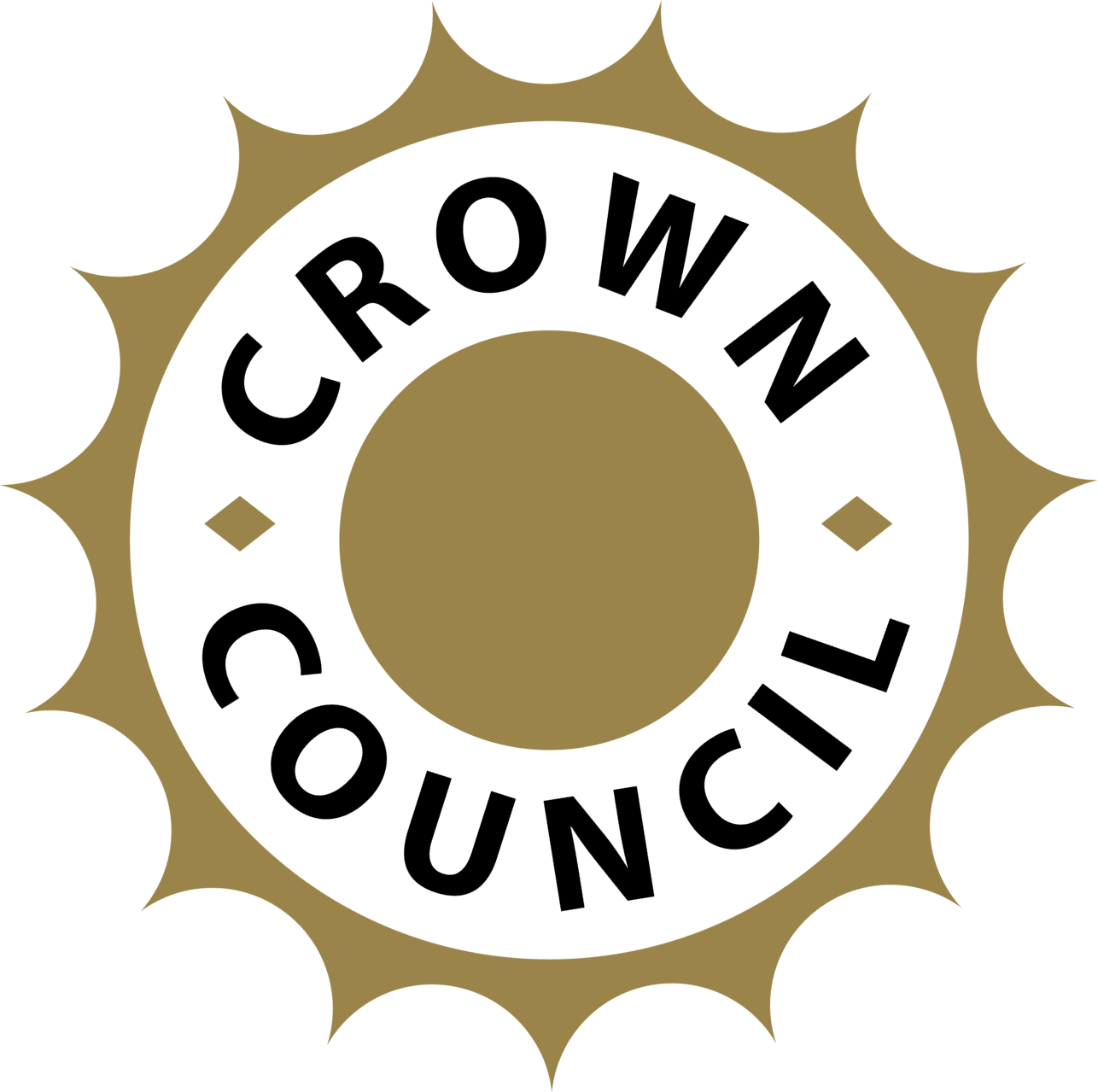 The logo for the crown council is a circle with a sun in the middle.