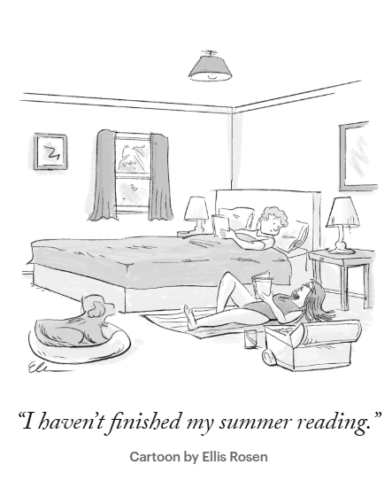 I haven't finished my summer reading - a joke caricature