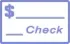 Blank check icon with dollar sign and blue border