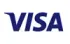 Visa logo in blue text on a white background