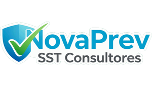 Logotipo de NovaPrev SST Consultores con escudo azul e icono de marca de verificación verde