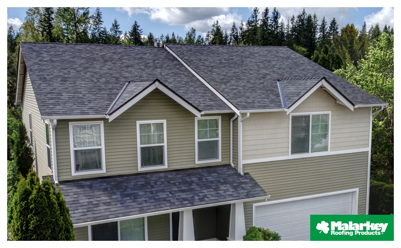 residential home with new Malarkey roofing shingles 