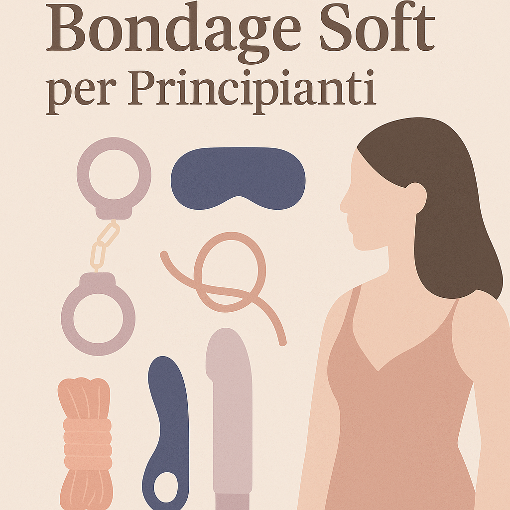 Illustrazione pastello per guida al bondage soft per principianti, con manette morbide, mascherina, 