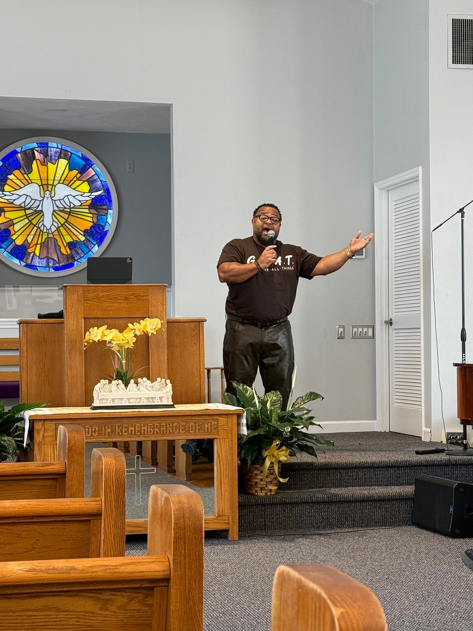 Image of Pastor Jay in casual attire during Youth Sunday