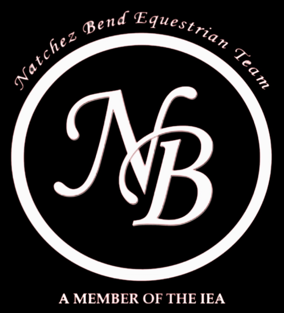 Natchez Bend Equestrian Team logo: white "NB" initials in a white circle on black.