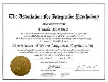 Certificate for Armida Martinez