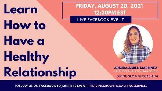 Featuring Arinda Abreu Martinez, Divine Growth Coaching. Facebook event.