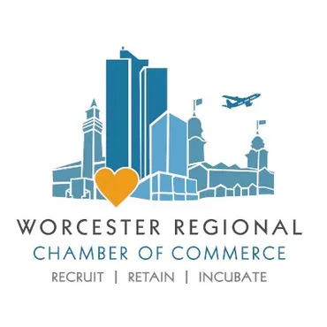 Worcester Regional Chamber of Commerce logo: City skyline with heart; Recruit, Retain, Incubate.
