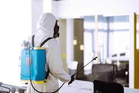 Team sanitizing office environment in South Florida.