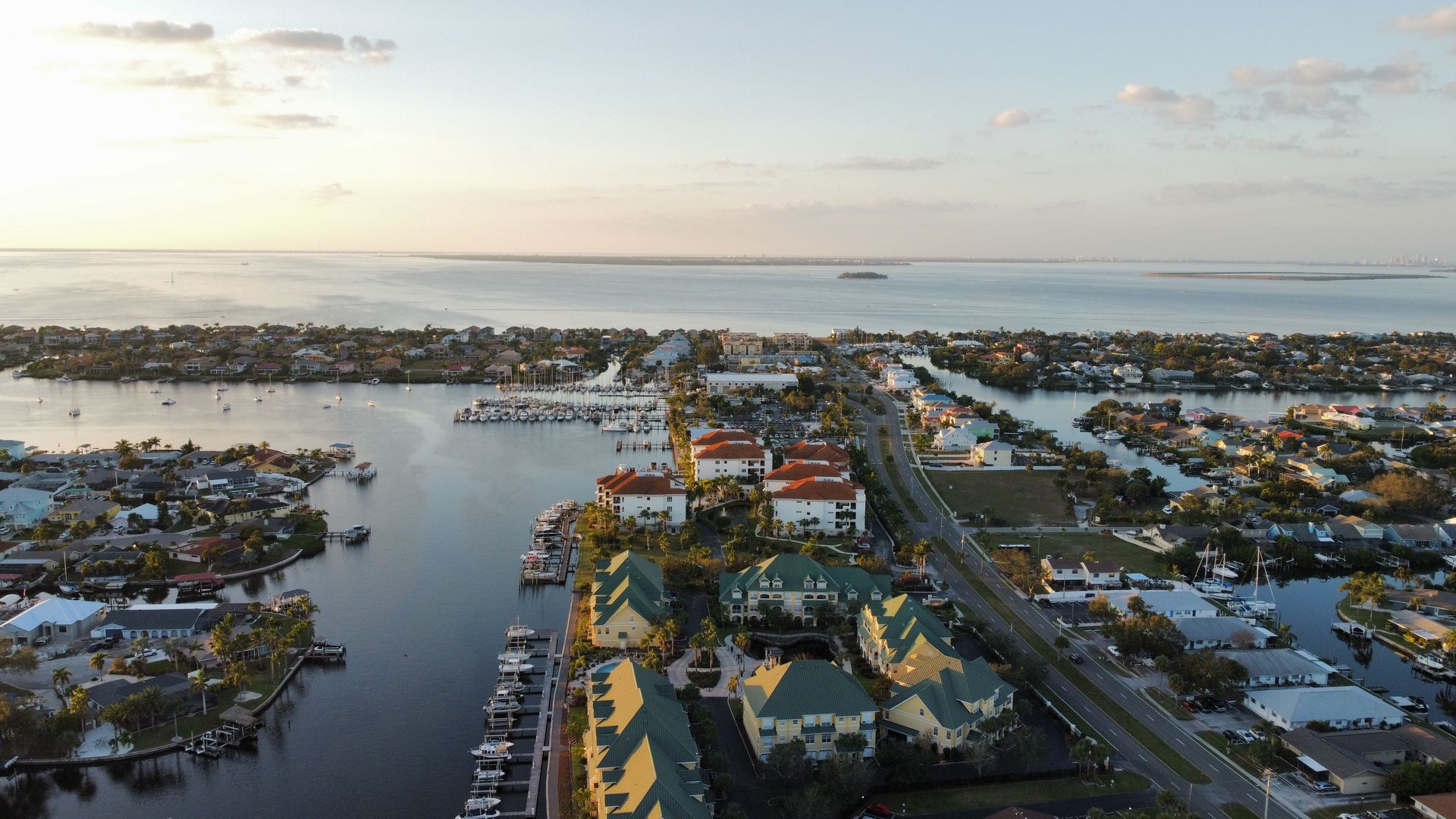 Cape Coral waterfront neighborhood with canals and residential homes in Southwest Florida