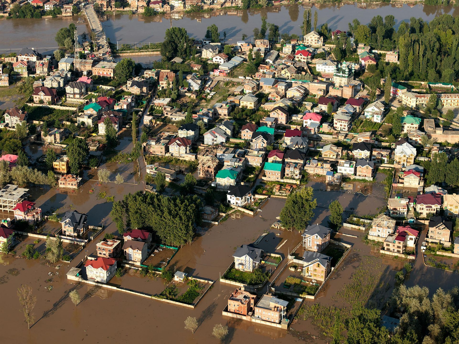 Flooded residential neighborhood in Fort Myers Florida after severe storm and heavy rainfall
