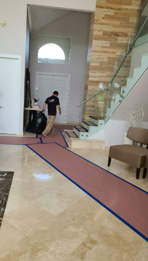 Team member working on site during a restoration project.

